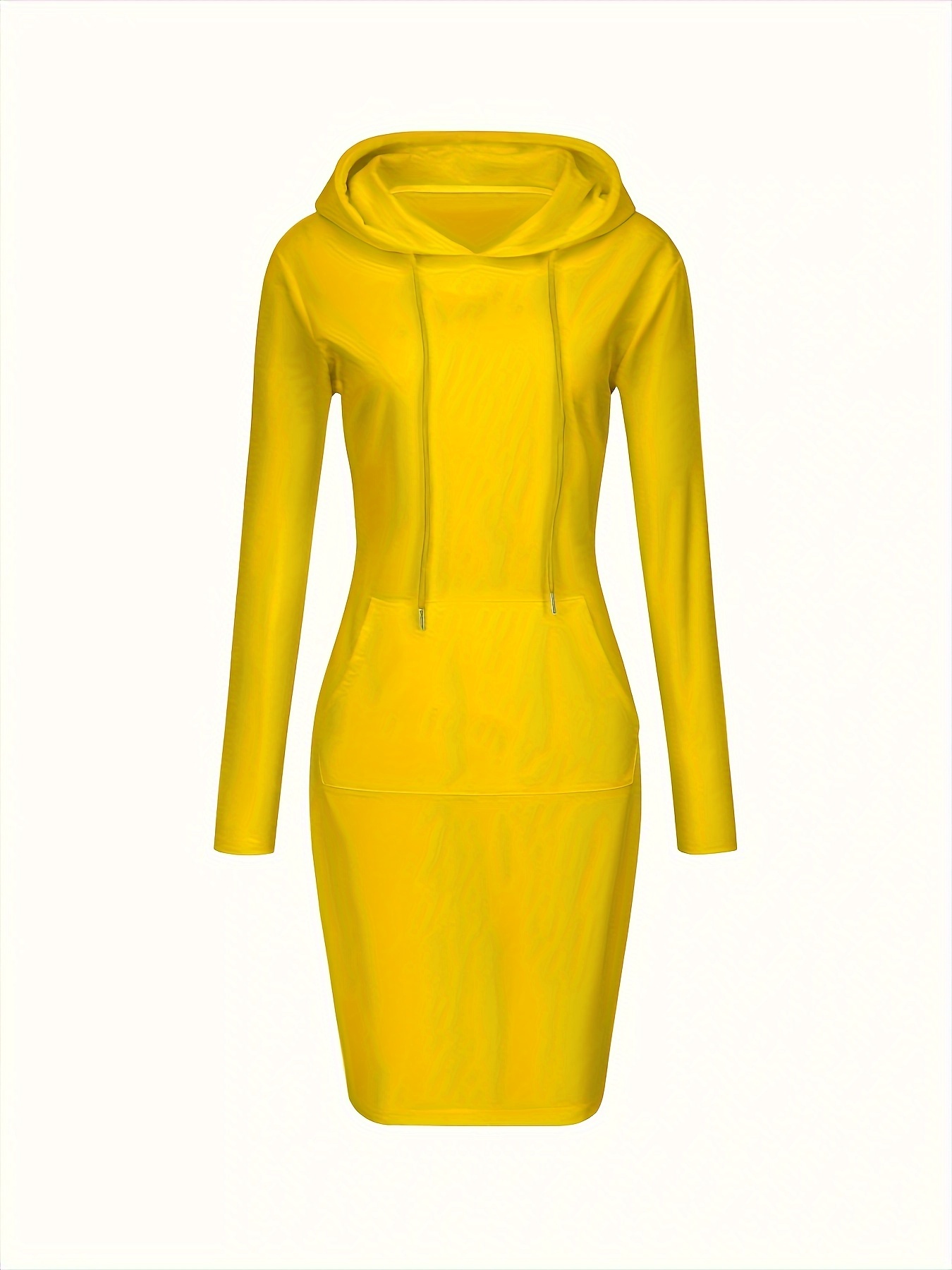 plain kangaroo pocket sporty dress long sleeves slight stretch hooded sports dress womens activewear details 26