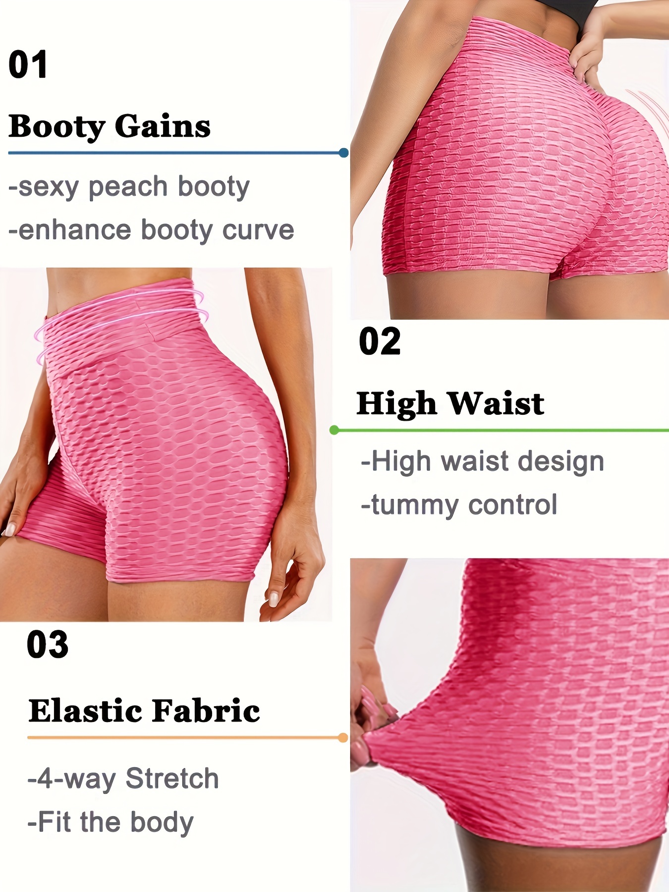 plain honeycomb sporty yoga short slim fit butt lifting high waist sports short womens activewear details 0