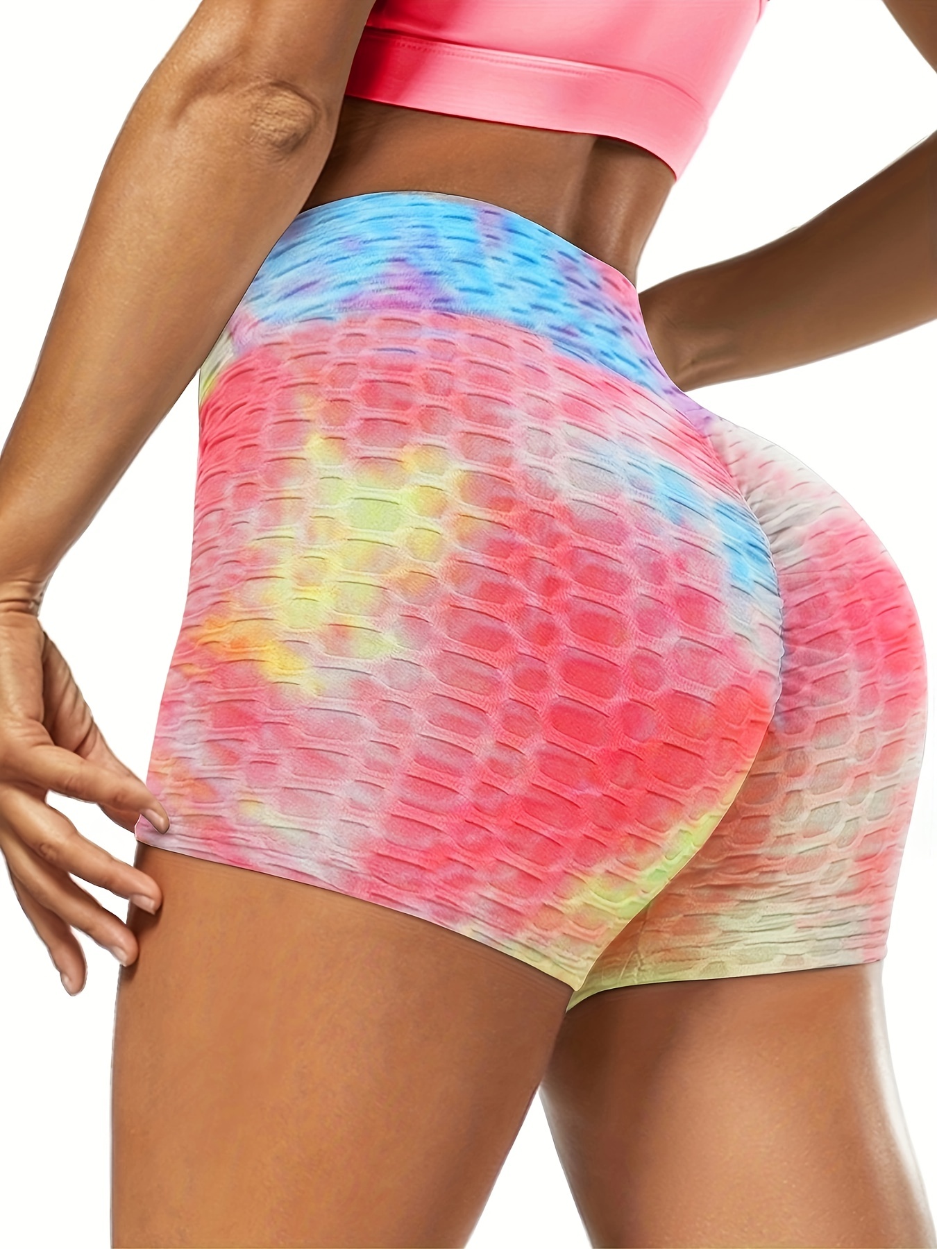 plain honeycomb sporty yoga short slim fit butt lifting high waist sports short womens activewear details 15