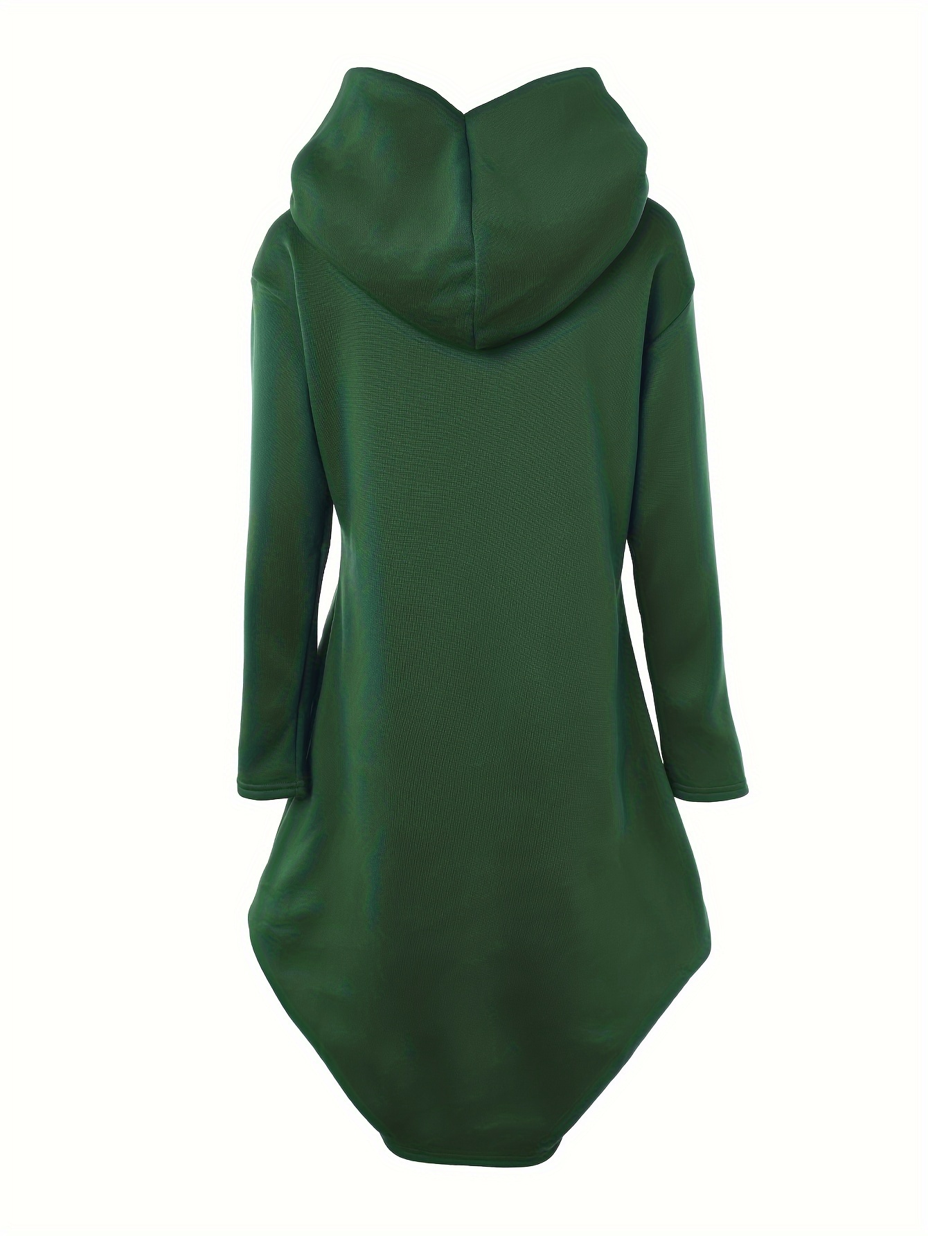 hooded solid sweatshirt dress casual long sleeve kangaroo pocket midi dress womens clothing details 1